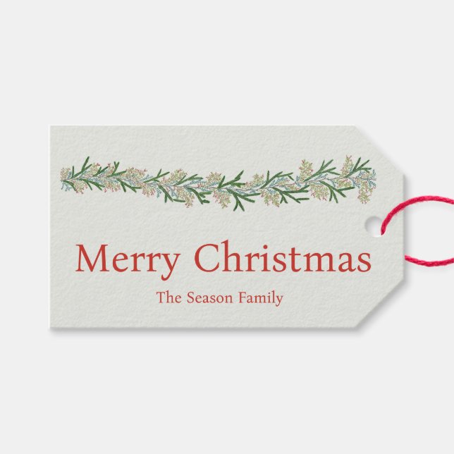 Juletiketter för vattenfärg Garland Presentetikett (Framsidan (Horisontell))