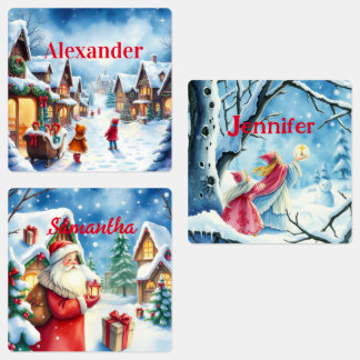 Juletiketter för vattenfärgen vintage klistermärke