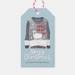 Juletiketter - ful sweater får presentetikett