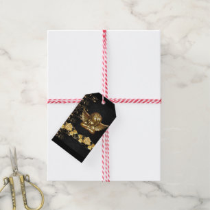 Juletiketter Guld Angel Presentetikett