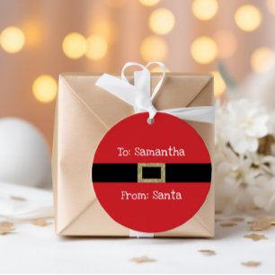 Juletiketter i Santa red Black guld Gåvor Etiketter