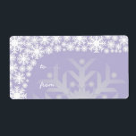 JULETIKETTER - ISIG LILA SNÖFLINGOR FRAKTSEDEL<br><div class="desc">lila av isig snöflingor för Juletiketter - tittar för snövit jul</div>