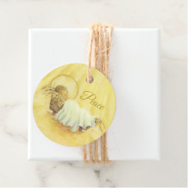 Juletiketter Jesus i Manger Peace Gåvor Etiketter