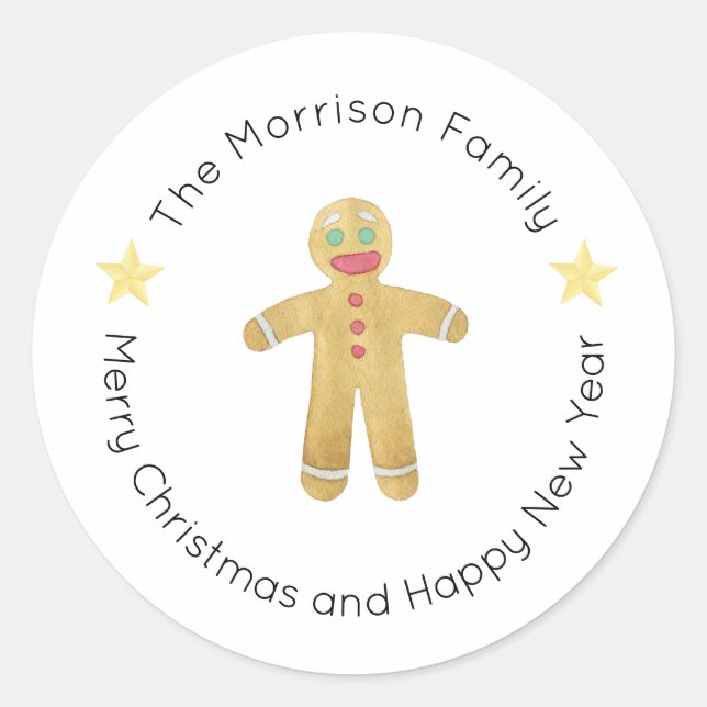 Juletiketter, julklapp, gåva runt klistermärke (Framsida)