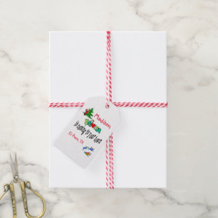 Juletiketter Jultomten kommer till Town Presentetikett