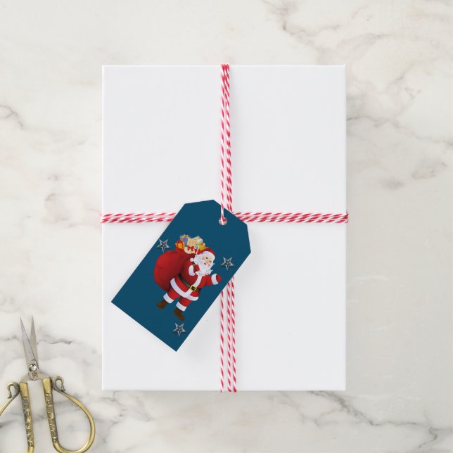 Juletiketter Jultomten Presentetikett (Med Snöre)