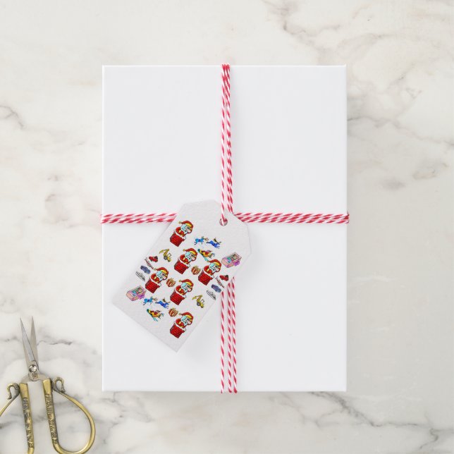 Juletiketter Jultomten Presentetikett (Med Snöre)