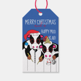 Juletiketter Lycklig Moo År Presentetikett