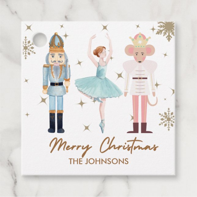 Juletiketter Nutcrackers och Ballerina Gåvor Etiketter (Framsida)
