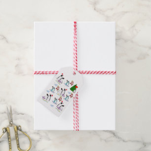 Juletiketter Penguin Fish Snögubbe Presentetikett