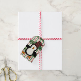 Juletiketter Penguin Presentetikett