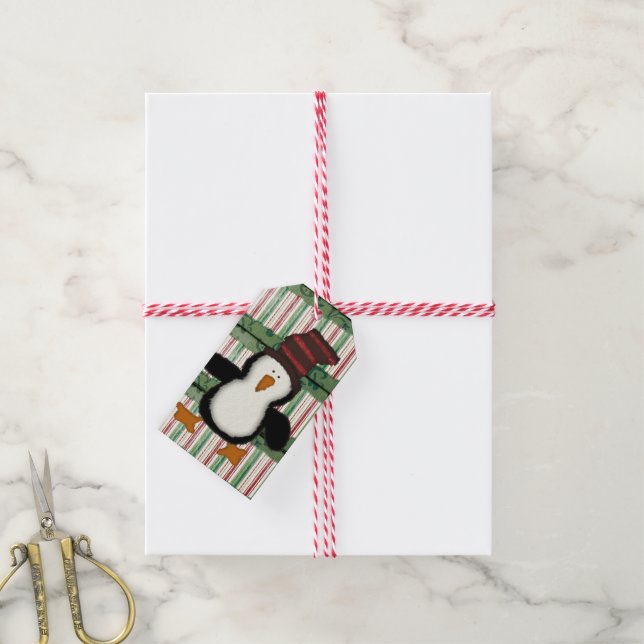 Juletiketter Penguin Presentetikett (Med Snöre)