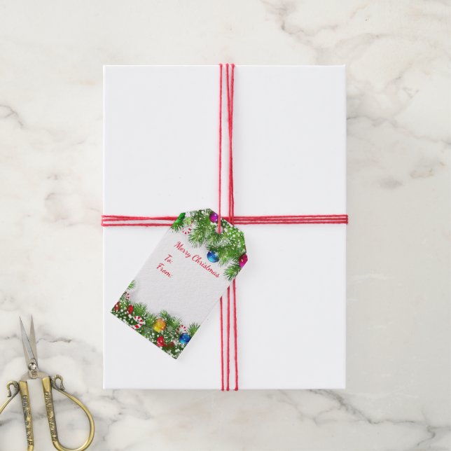 Juletiketter Presentetikett (Med Snöre)
