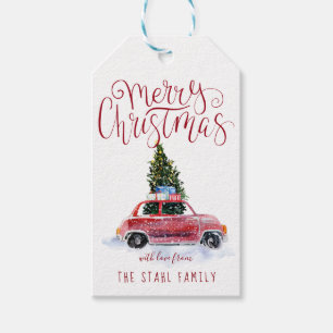 Juletiketter - Röda Vintagar Presentetikett