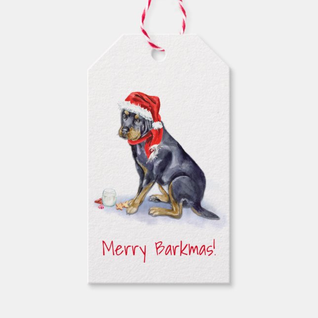 Juletiketter - Rottweiler - Hund Gift Wrap Presentetikett (Framsidan)