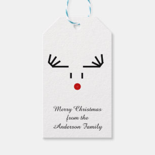 Juletiketter - Rudolph Red Nose Presentetikett