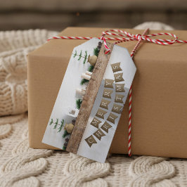 Juletiketter Rustic Fireplace Bunting Presentetikett