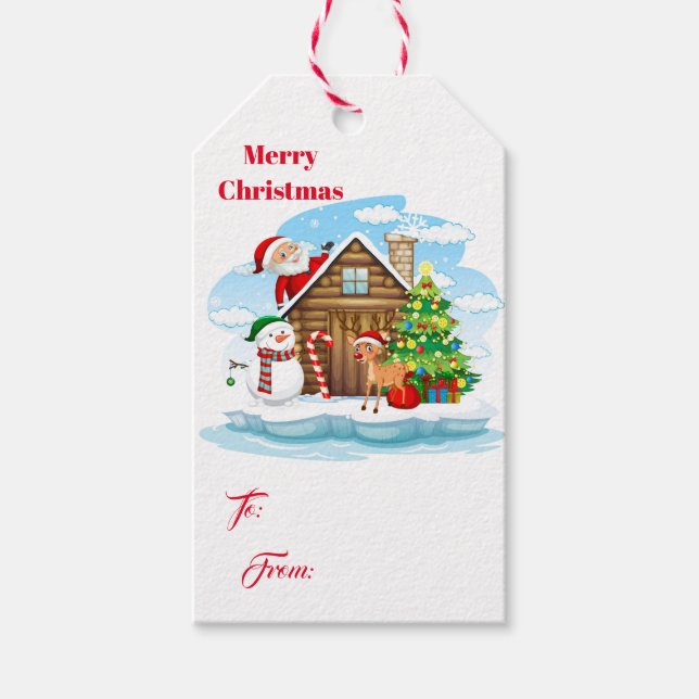 Juletiketter-Santa & Gang Presentetikett (Framsidan)