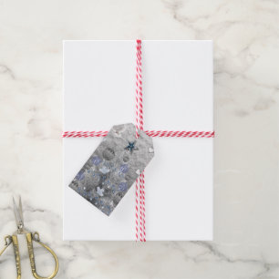 Juletiketter Silver Träd Presentetikett