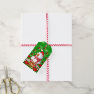Juletiketter Snögubbe Elf Presentetikett