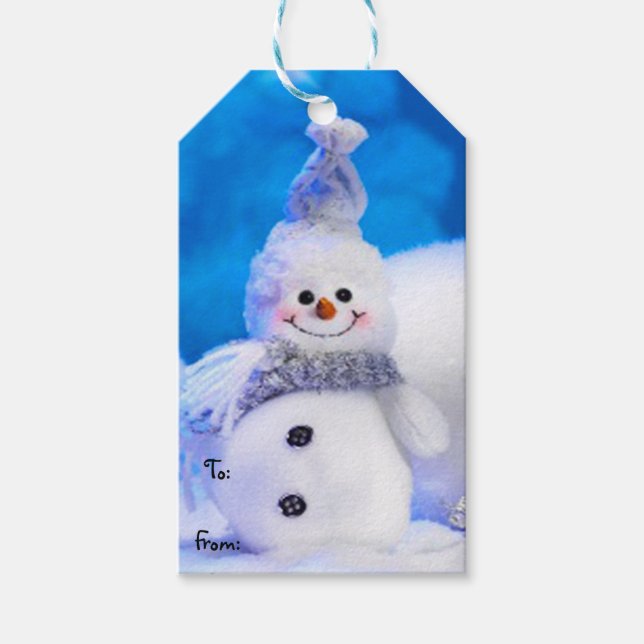 Juletiketter/Snögubbe Presentetikett (Framsidan)