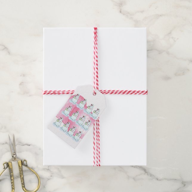 Juletiketter Snögubbe Presentetikett (Med Snöre)