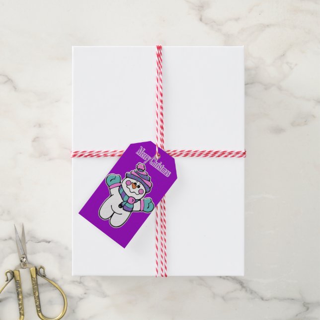 Juletiketter Snögubbe Presentetikett (Med Snöre)