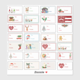 Juletiketter Sortpack 28pc-uppsättning Klistermärken
