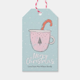 Juletiketter Söt mugg med candy cane Presentetikett