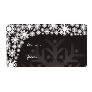 Juletiketter - Svartvit Snöflingor Fraktsedel