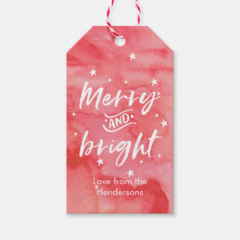 Juletiketter vattenfärg, nyans och ljusstyrka presentetikett