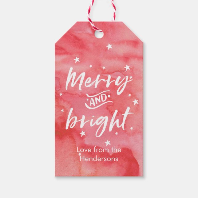 Juletiketter vattenfärg, nyans och ljusstyrka presentetikett (Framsidan)
