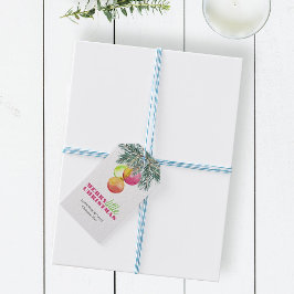 Juletiketter VattenfärgsRosa och Grönt Presentetikett