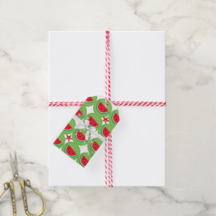 Juletiketter Vattenmelon White Bow Presentetikett