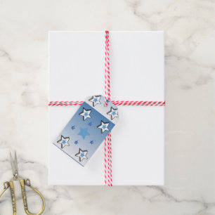 Juletiketter Vita och blå stjärnor Presentetikett