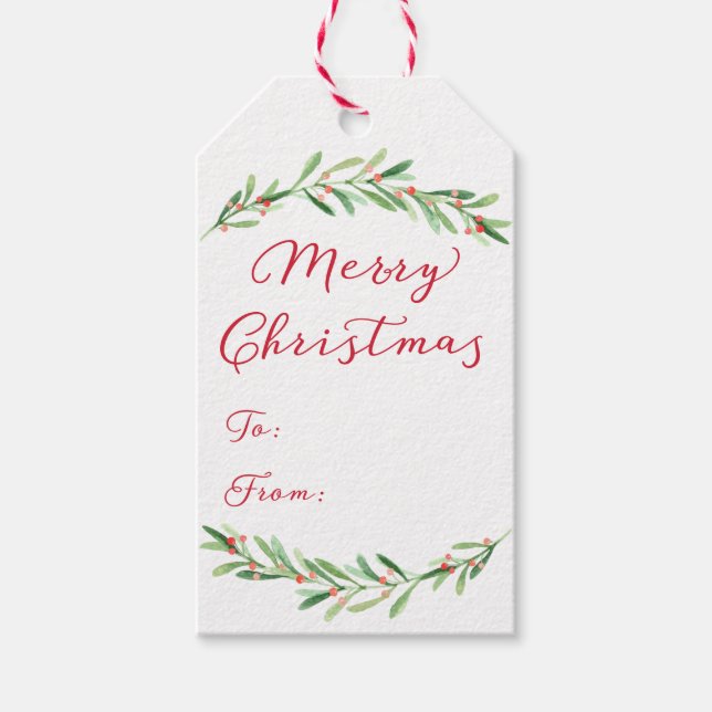 Juletiketterna grönt och Röda Gren Presentetikett (Framsidan)