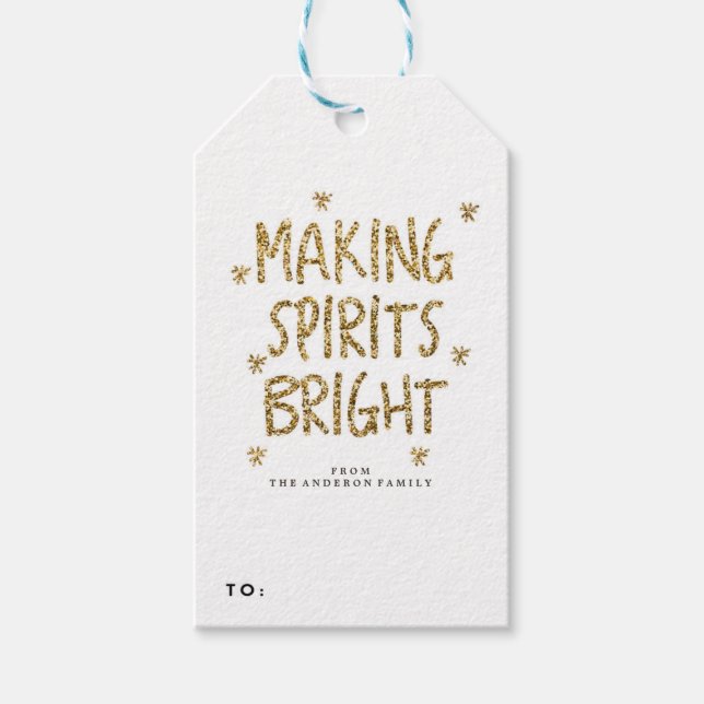 juletiketterna guld GLITTER helgdag Presentetikett (Framsidan)