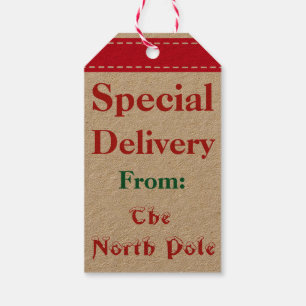 Juletiketterna North Pole Santa Presentetikett
