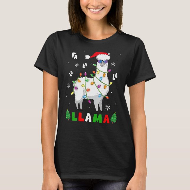 Julfa La Llama i Santa Hat Sunglass X T Shirt (Framsida)