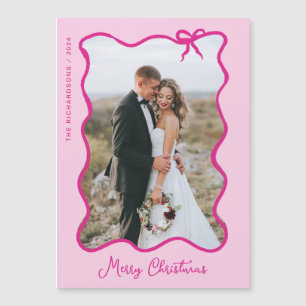 Julfack Vågigt Rosa Photo Ram Magnetic Card
