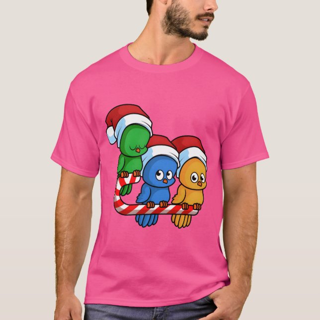 Julfågel Candy cane-vänner T Shirt (Framsida)