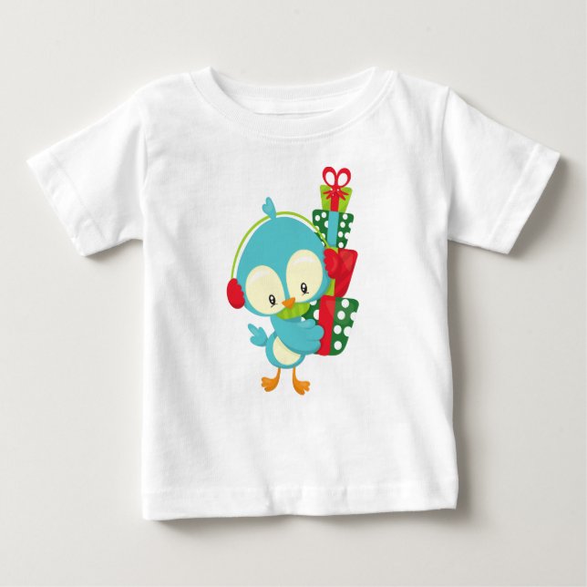 Julfågel, Cute Bird, Gifts, Presenter, Julafton T Shirt (Framsida)