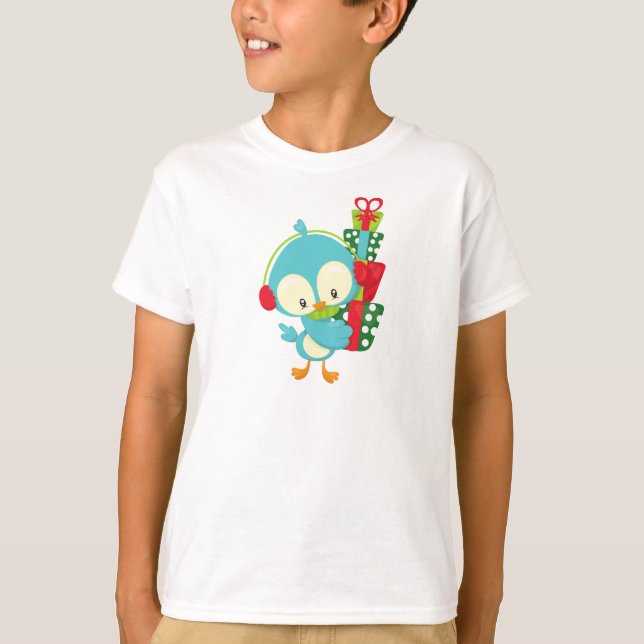 Julfågel, Cute Bird, Gifts, Presenter, Julafton T Shirt (Framsida)