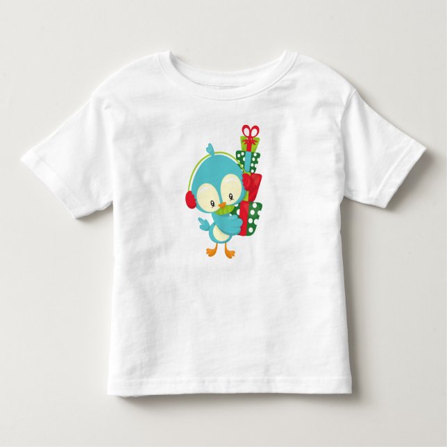 Julfågel, Cute Bird, Gifts, Presenter, Julafton T Shirt (Framsida)