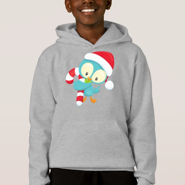 Julfågel, Cute Bird, Santa Hat, Candy cane T Shirt (Framsida)