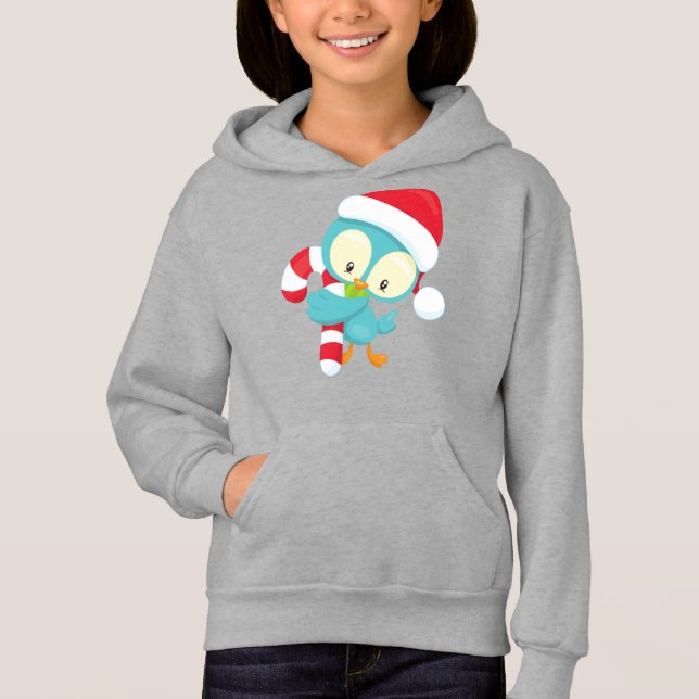 Julfågel, Cute Bird, Santa Hat, Candy cane T Shirt (Framsida)