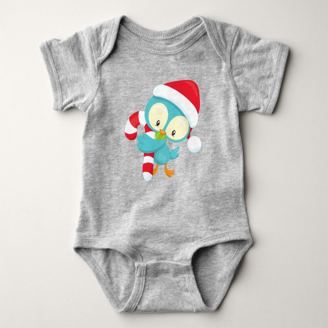 Julfågel, Cute Bird, Santa Hat, Candy cane T Shirt (Framsida)