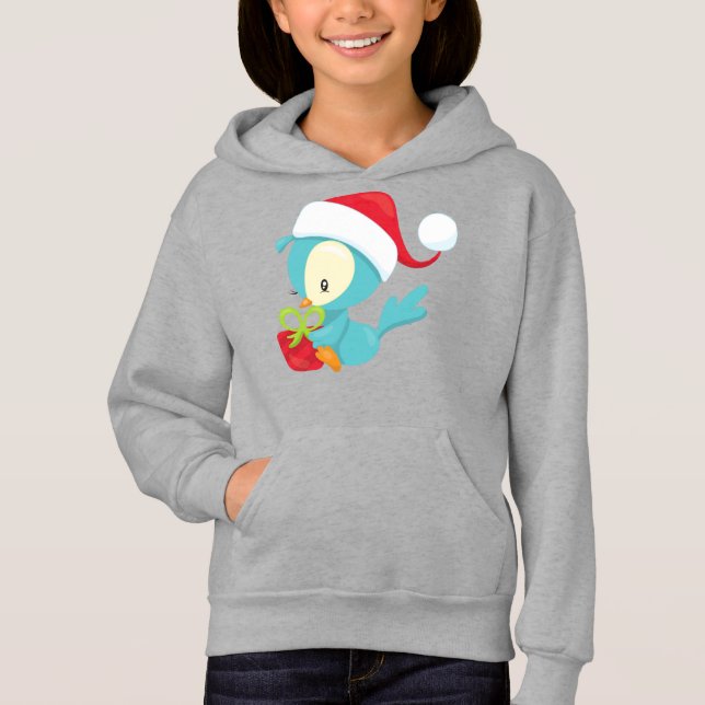 Julfågel, Cute Bird, Santa Hat, Gift, Julafton T Shirt (Framsida)