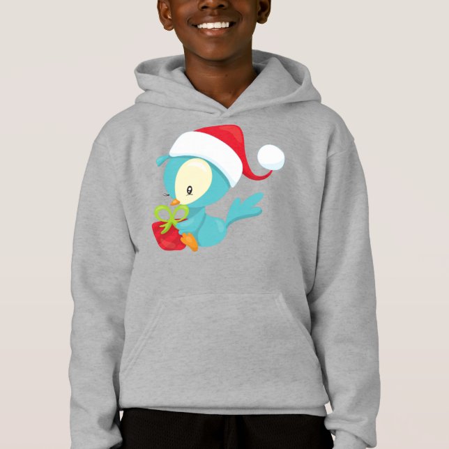 Julfågel, Cute Bird, Santa Hat, Gift, Julafton T Shirt (Framsida)