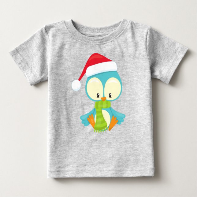 Julfågel, fågel med hatt, fågel med scarf t shirt (Framsida)